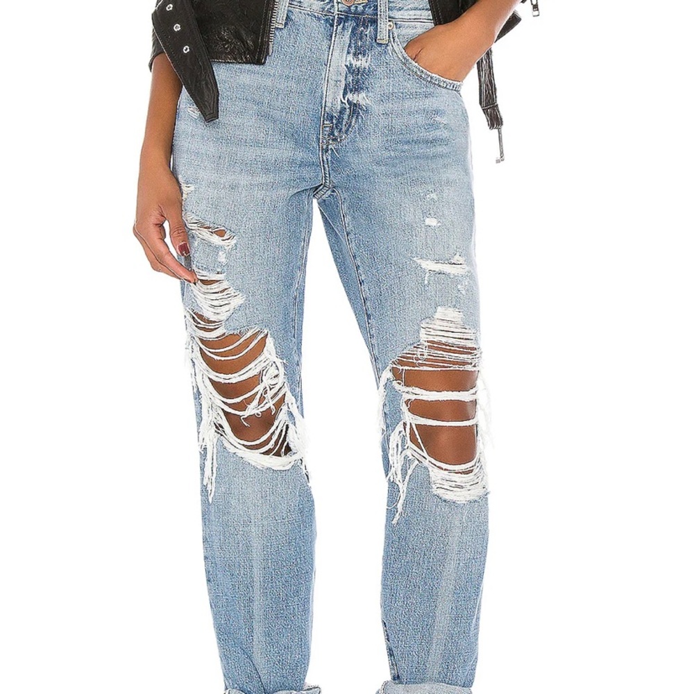 Pistola Presley high rise ripped straight roller jeans